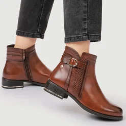 Block Heeled Ankle Boots With Inside Zip - Tan