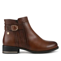 Block Heeled Ankle Boots With Inside Zip - Tan