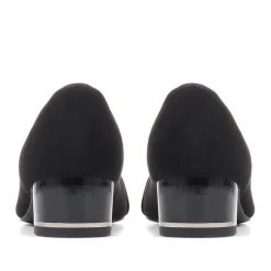 Block Heeled Court Shoes - Black