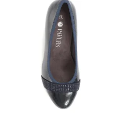 Block Heeled Court Shoes - Navy Patent