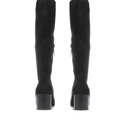 Block Heeled Knee High Boots - Black
