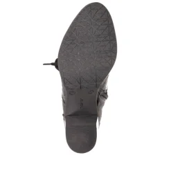Block-Heeled Leather Ankle Boots - Black Croc