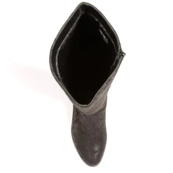 Block-Heeled Long Boots - Black