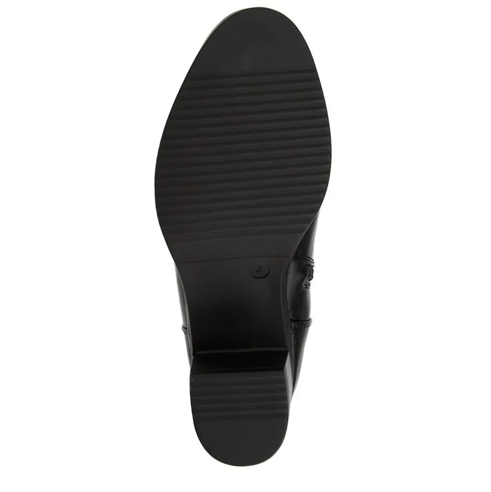 Block-Heeled Long Boots - Black