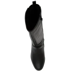 Block-Heeled Long Boots - Black
