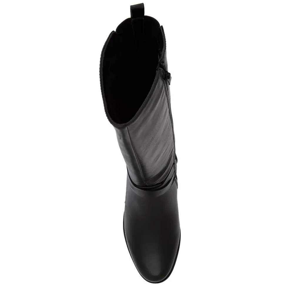 Block-Heeled Long Boots - Black