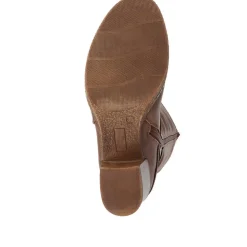 Block-Heeled Long Boots - Brown