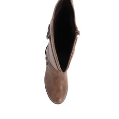 Block-Heeled Long Boots - Brown