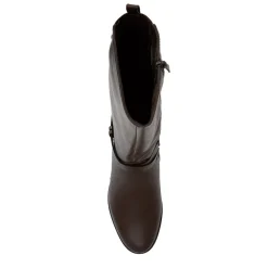 Block-Heeled Long Boots - Chocolate