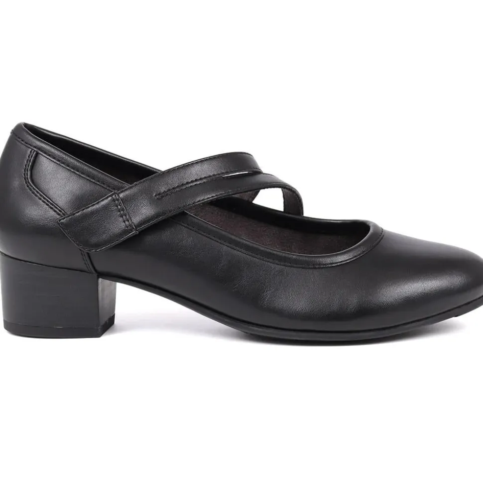 Block-Heeled Mary Janes - Black