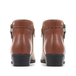 Block-Heeled Smart Ankle Boots - Tan