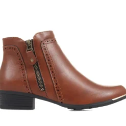 Block-Heeled Smart Ankle Boots - Tan