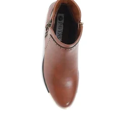 Block-Heeled Smart Ankle Boots - Tan