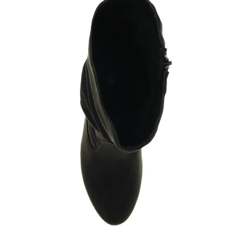 Block-Heeled Smart Long Boots - Black