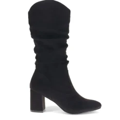 Block-Heeled Smart Long Boots - Black