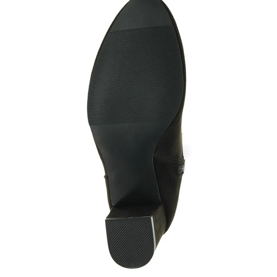 Block-Heeled Smart Long Boots - Black