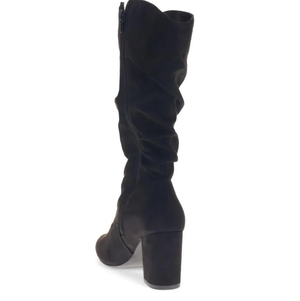 Block-Heeled Smart Long Boots - Black