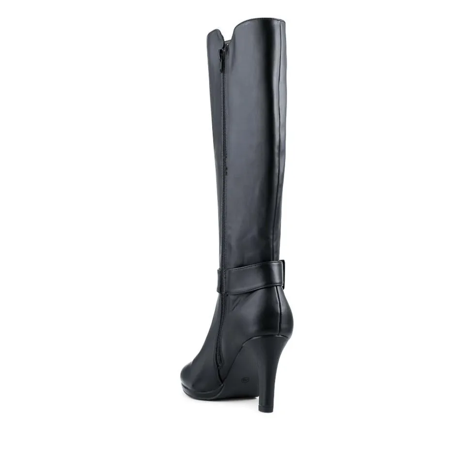 Block Heel Elegant Long Boots - Black