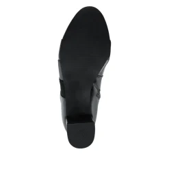 Block Heel Faux Leather Long Boots - Black