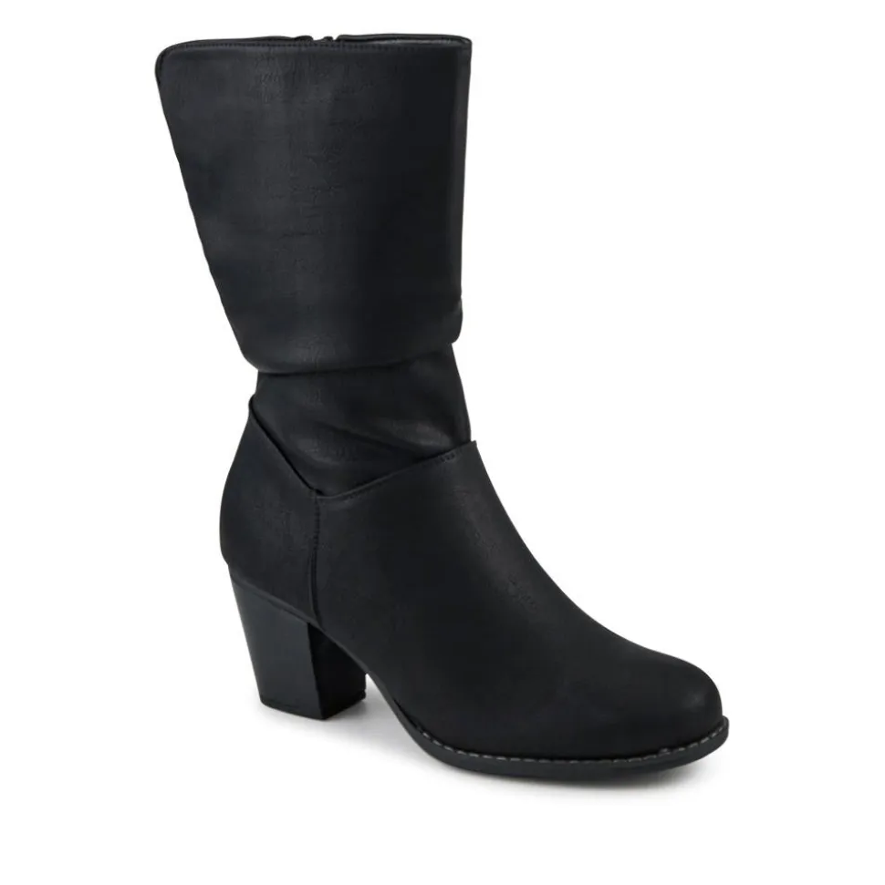 Block Heel Long Boots - Black