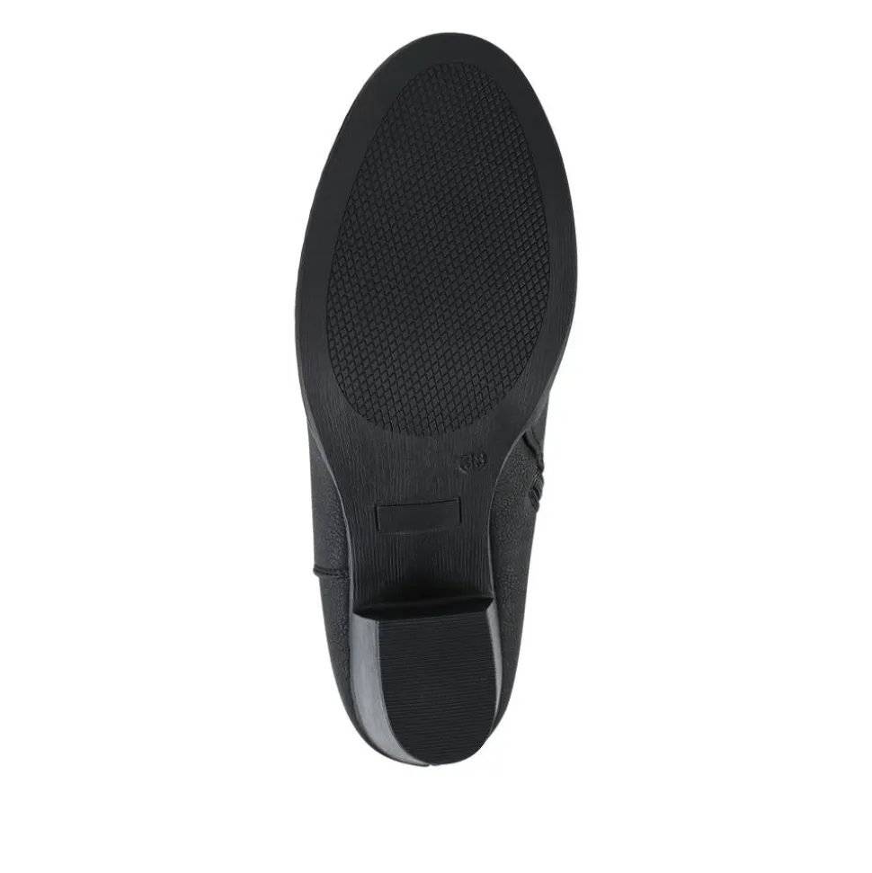 Block Heel Long Boots - Black