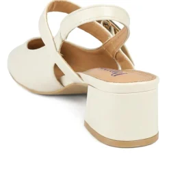 Block Heel Slingback Buckled Mary Janes - Off White