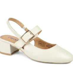 Block Heel Slingback Buckled Mary Janes - Off White