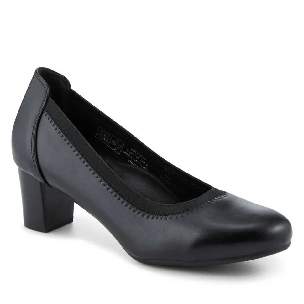 Block Heel Slip On Court Shoes With Cushion Insole - Black