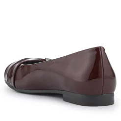Bow-Detailed Heeled Ballet Pumps - Burgundy Patent