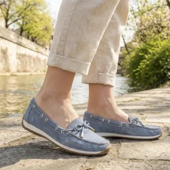 Bow Detailed Moccasins - Denim