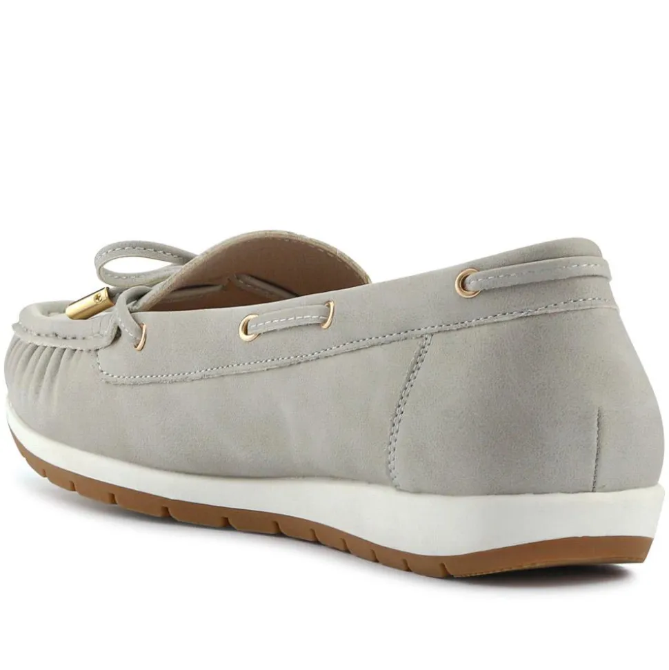 Bow Detailed Moccasins - Light Grey