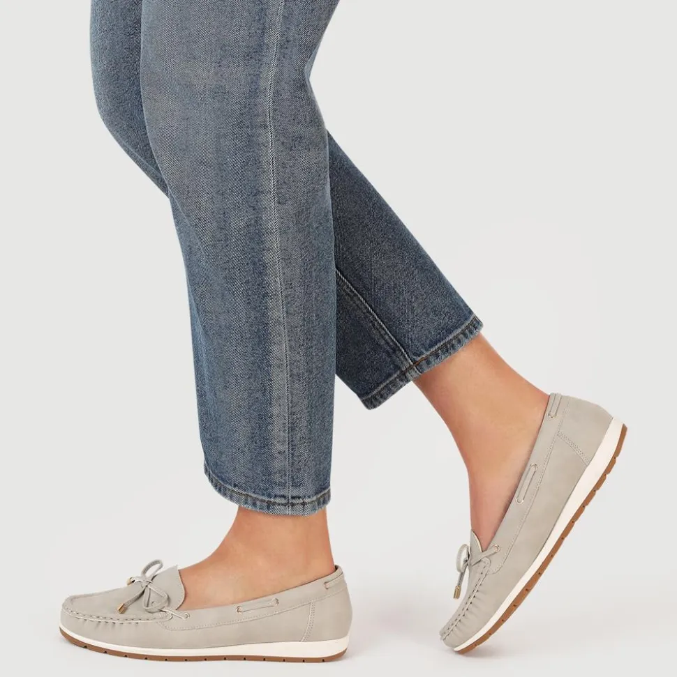 Bow Detailed Moccasins - Light Grey