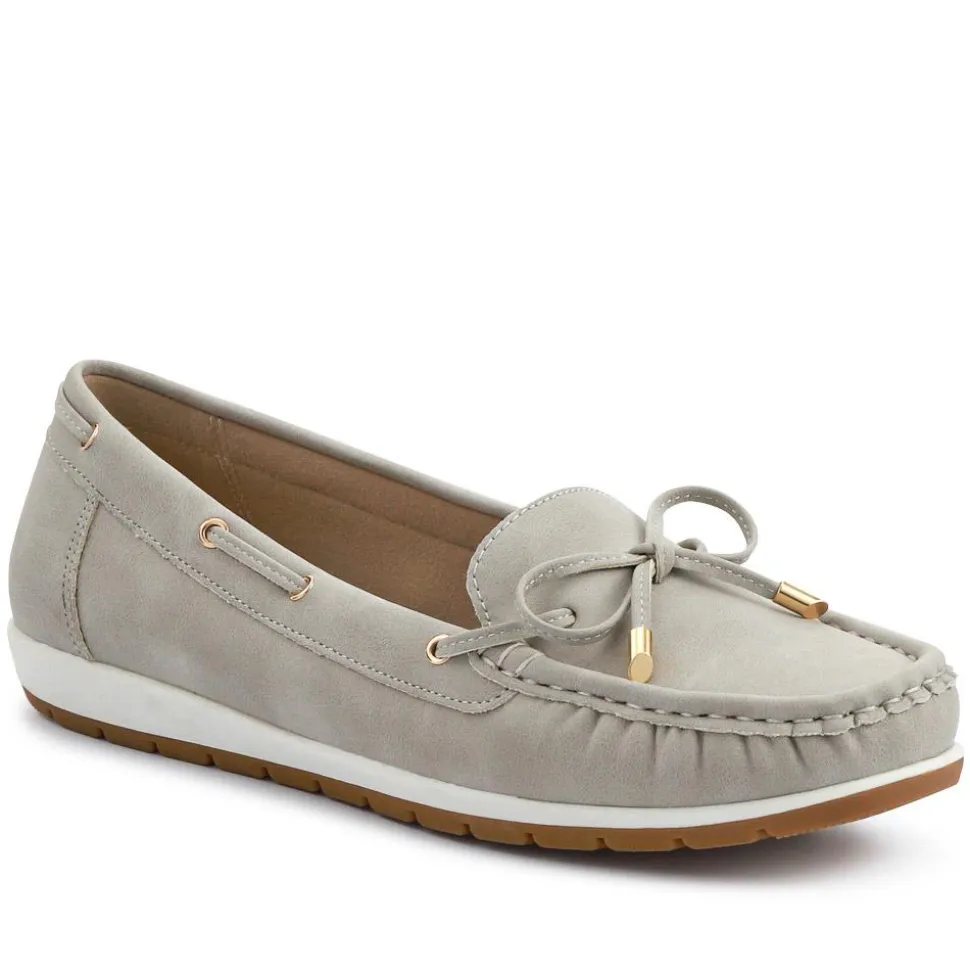 Bow Detailed Moccasins - Light Grey