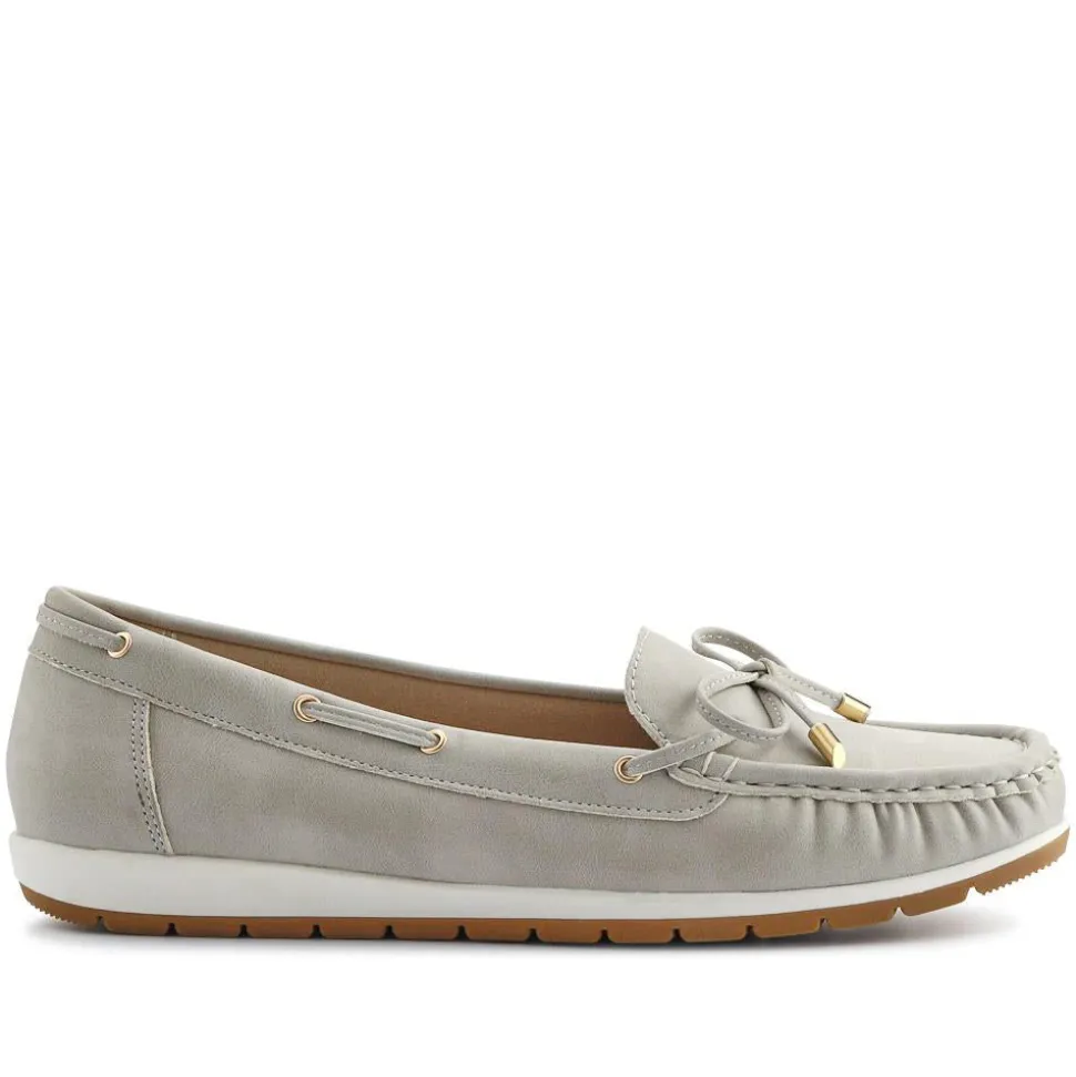 Bow Detailed Moccasins - Light Grey