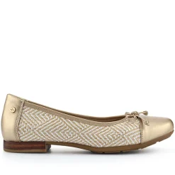Bow-Detailed Two-Tone Pumps - Gold