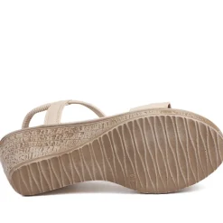 Bow Detail Wedge Slingback Sandals - Beige