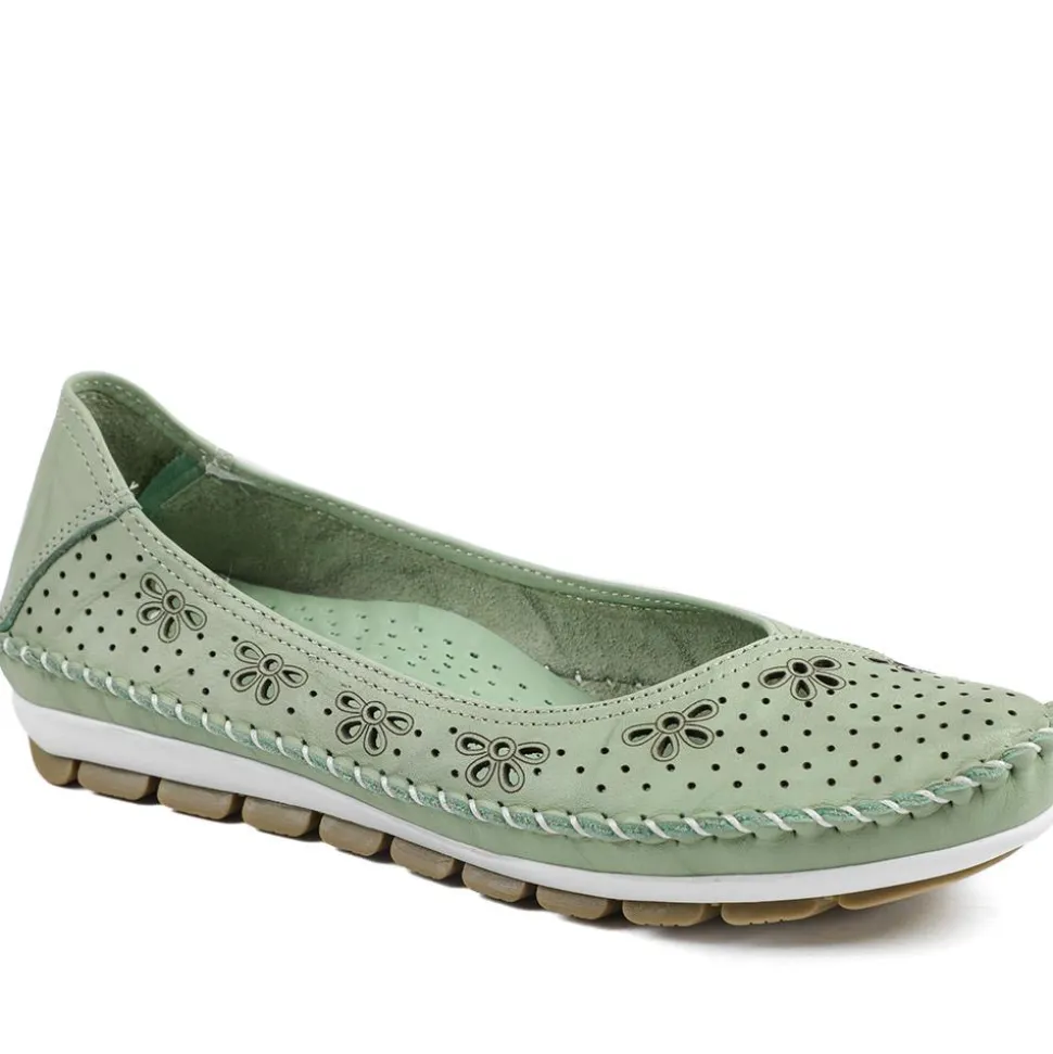 Breathable All Leather Grippy Pumps - Lime