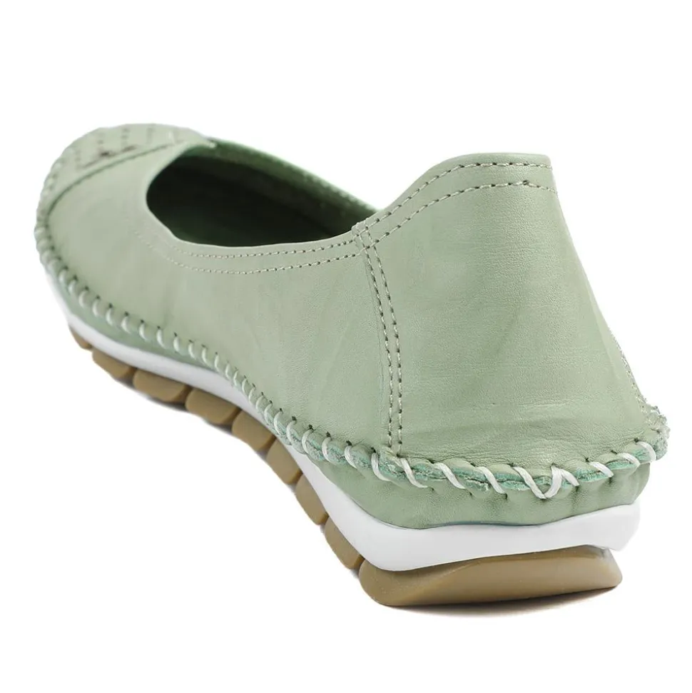 Breathable All Leather Grippy Pumps - Lime