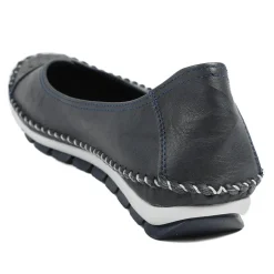 Breathable All Leather Grippy Pumps - Navy