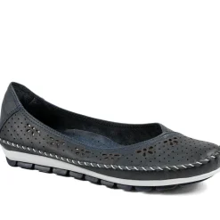 Breathable All Leather Grippy Pumps - Navy