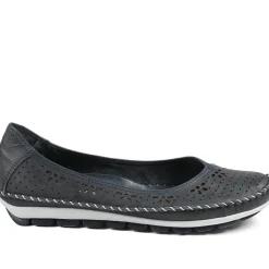 Breathable All Leather Grippy Pumps - Navy