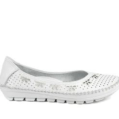 Breathable All Leather Grippy Pumps - White