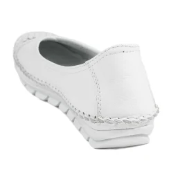 Breathable All Leather Grippy Pumps - White