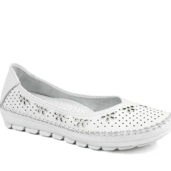 Breathable All Leather Grippy Pumps - White