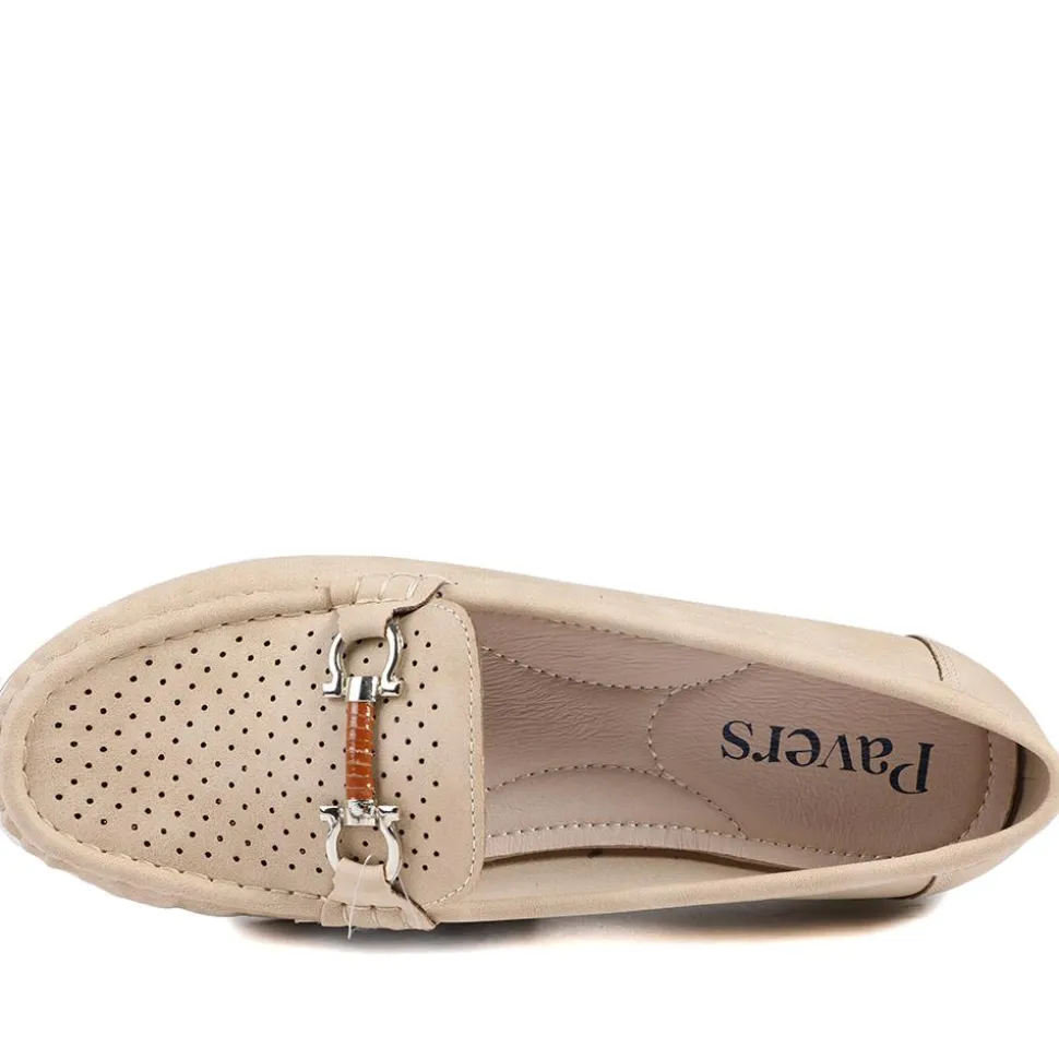 Breathable Buckle Detailed Moccasins - Beige