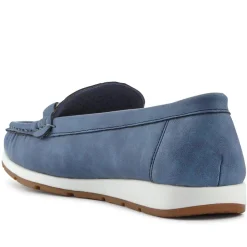 Breathable Buckle Detailed Moccasins - Navy
