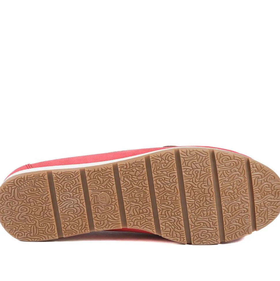 Breathable Buckle Detailed Moccasins - Red