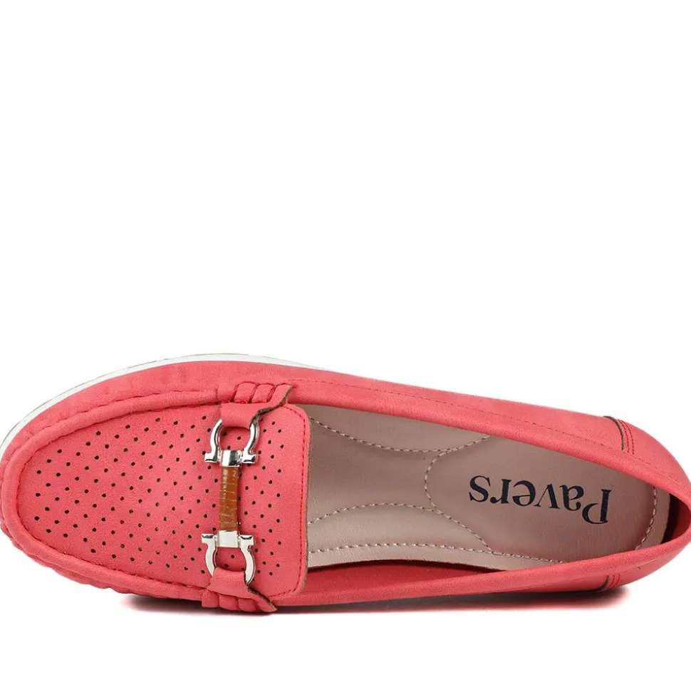 Breathable Buckle Detailed Moccasins - Red