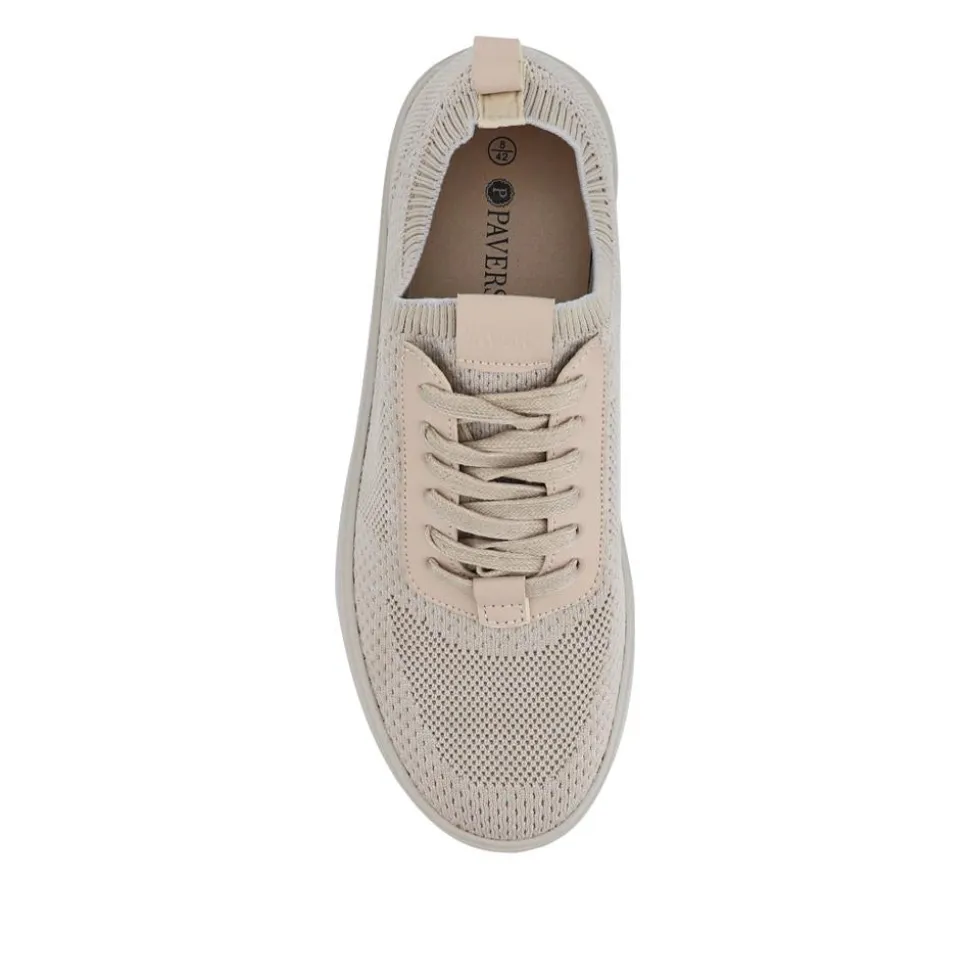 Breathable Chunky-Soled Lace-Ups - Beige