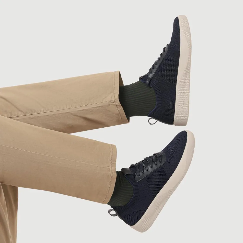 Breathable Chunky-Soled Lace-Ups - Navy
